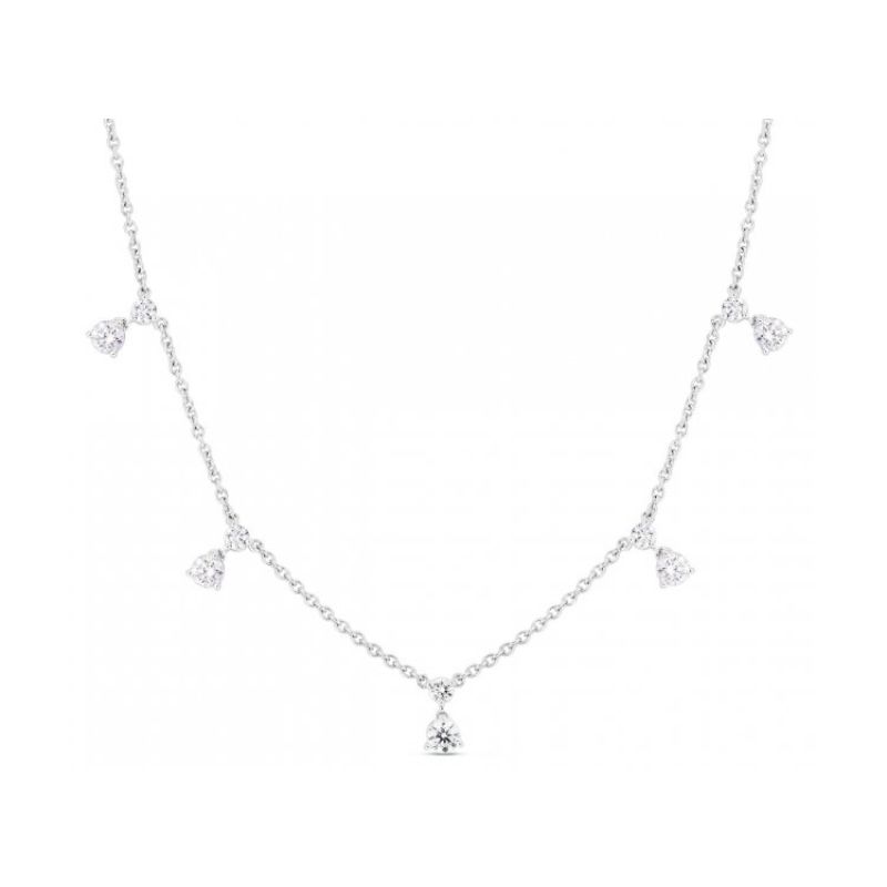 Roberto Coin 18K White Gold Round Diamond 5 Station Dangle Necklace