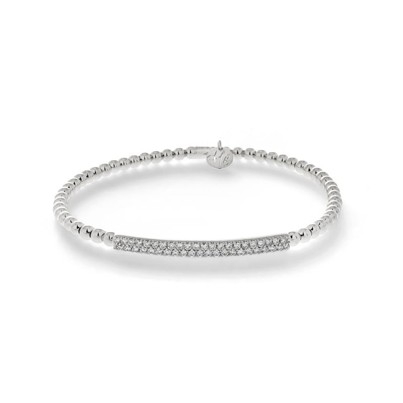 Hulchi Belluni 18K White Gold Round Diamond Tresore Stretch Bracelet