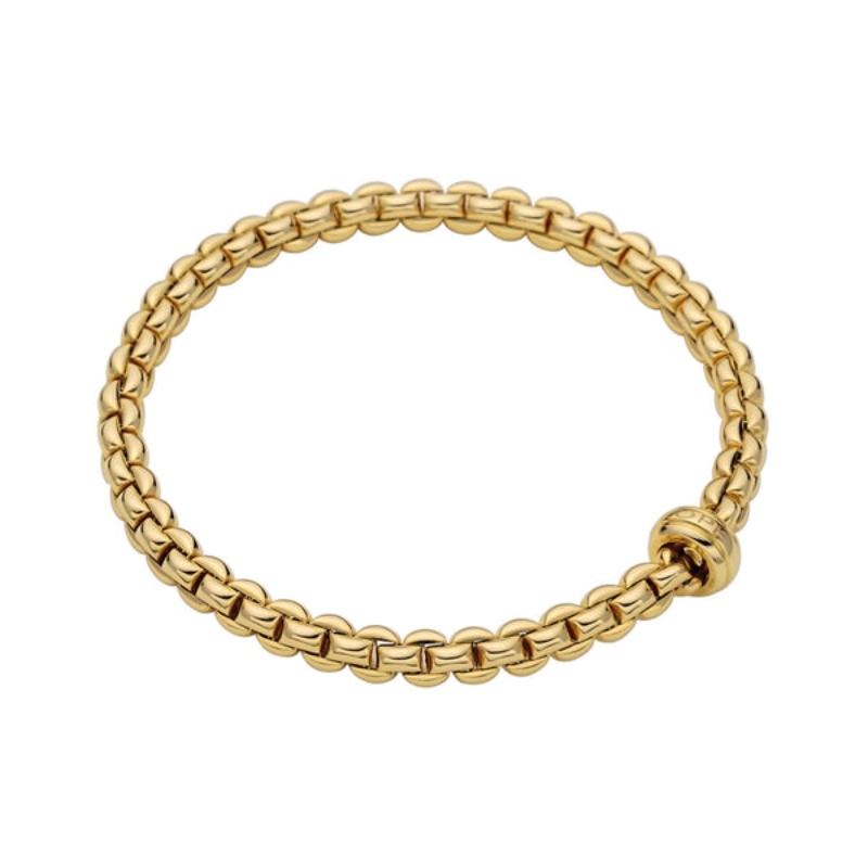Fope 18Kt Yellow Gold Flexible Bracelet With  Yellow Gold Rondel  Size Xsmall