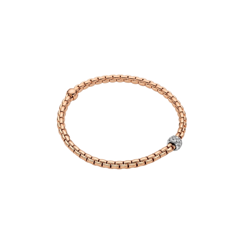Fope 18K Rose/White Gold 0.19Ctw Eka Tiny Bracelet With Rondel Size Extra Small