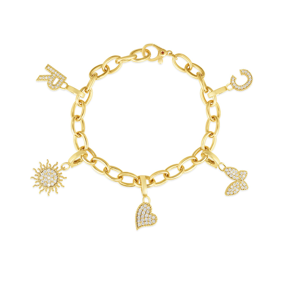 Roberto Coin 18K Yellow Gold Oval Link Charm Bracelet