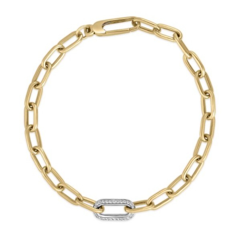Roberto Coin 18K Yellow/White Designer Gold & Diamond And Paperclip Link Bracelet