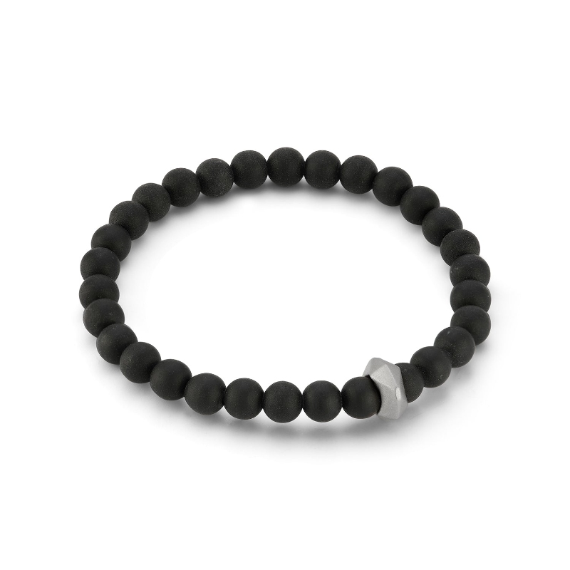 Walters Faith Matte Sterling Silver Onyx Sydney Origami Beaded Bracelet