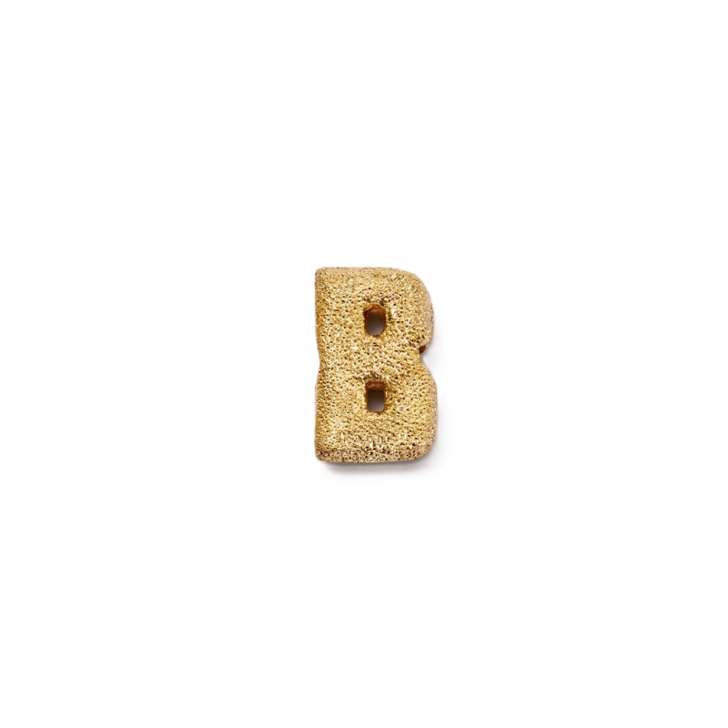 18K Yellow Gold Sparkly Letter "B" Pendant