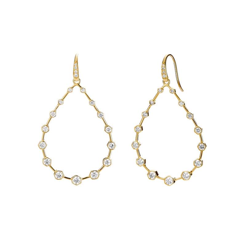 Syna 18K Yellow Gold Diamond Large French Wire Pear Earrings