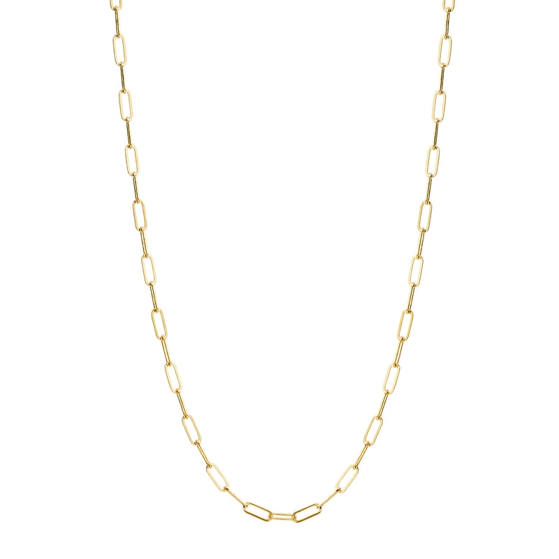 Syna 18K Yellow Gold Solid Thin Paper Clip Chain