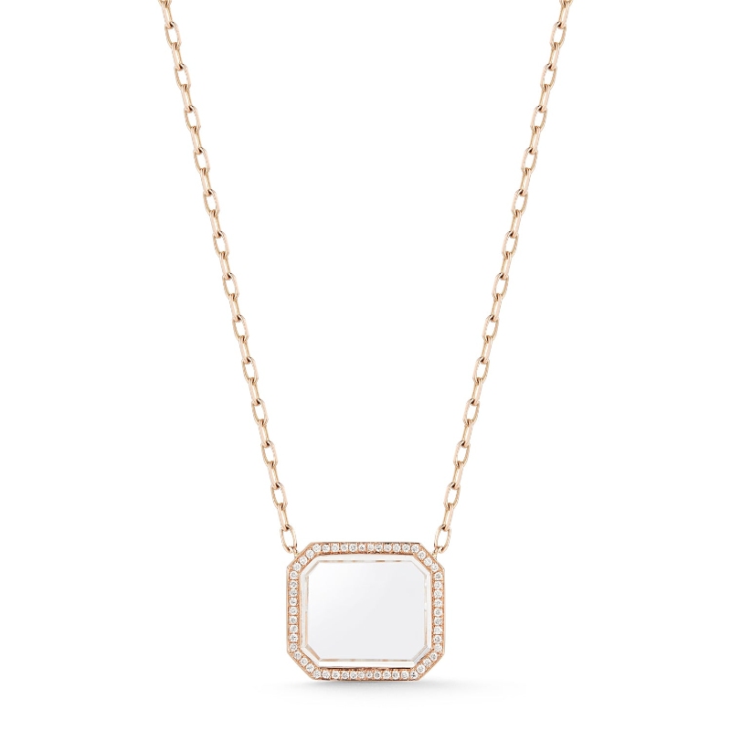 Walters Faith 18K Yellow Gold Diamond & Rock Crystal Rectangular Bell Pendant