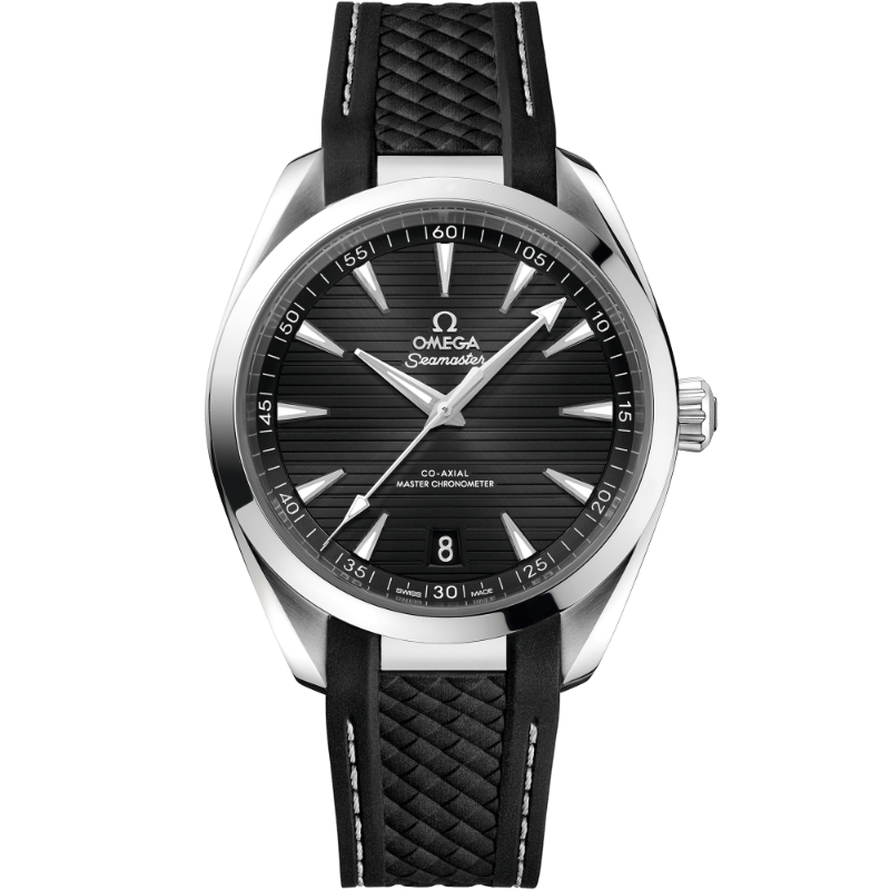 Aqua Terra 38mm Stainless Steel Black Dial Master Chronometer Black Rubber Strap