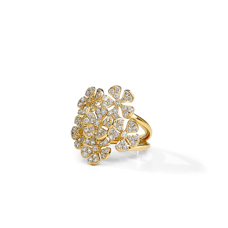 Syna 18K Yellow Gold Diamond Diamond Flower Bunch Ring