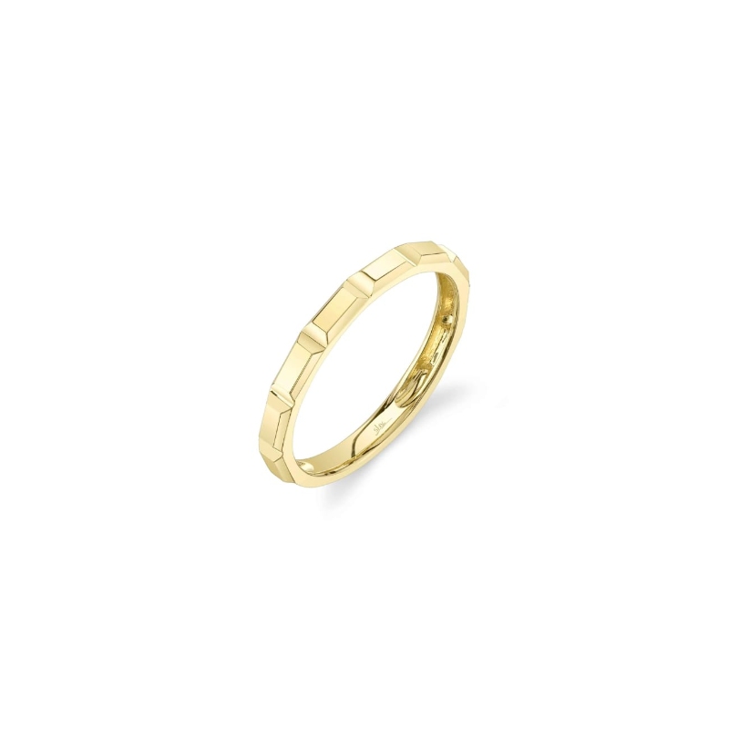 14K Yellow Gold Geo Cut Band
