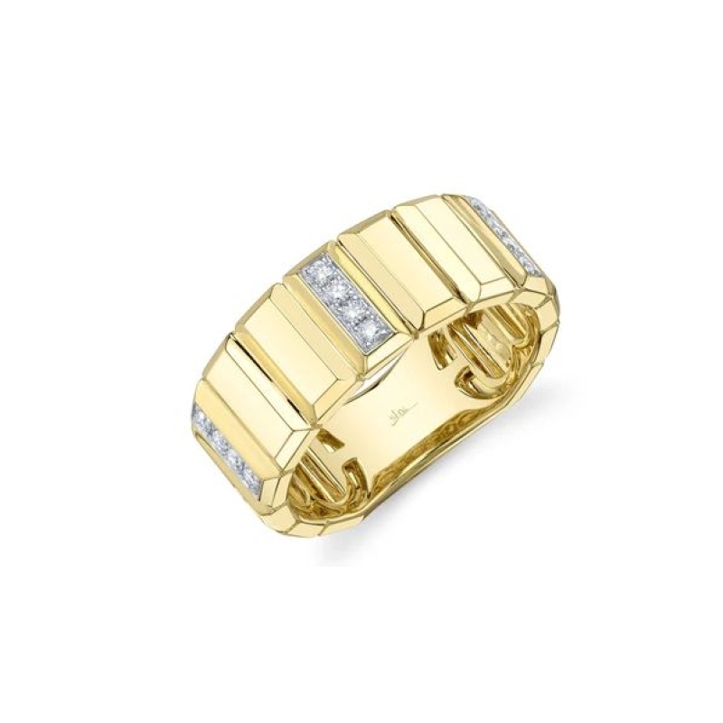 14K Yellow Gold Diamond Geo Cut Band
