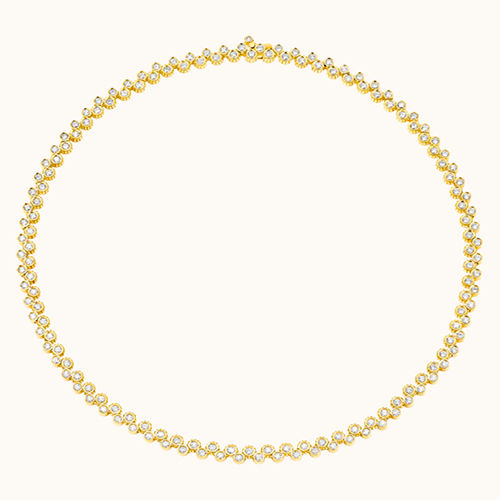 Viltier 18kt Yellow Gold and Diamond Clique Riviere Tennis Necklace