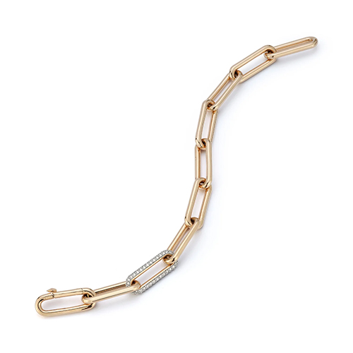 Walters Faith Saxon 18kt Rose Gold Elongated Link Bracelet With One Diamond Link