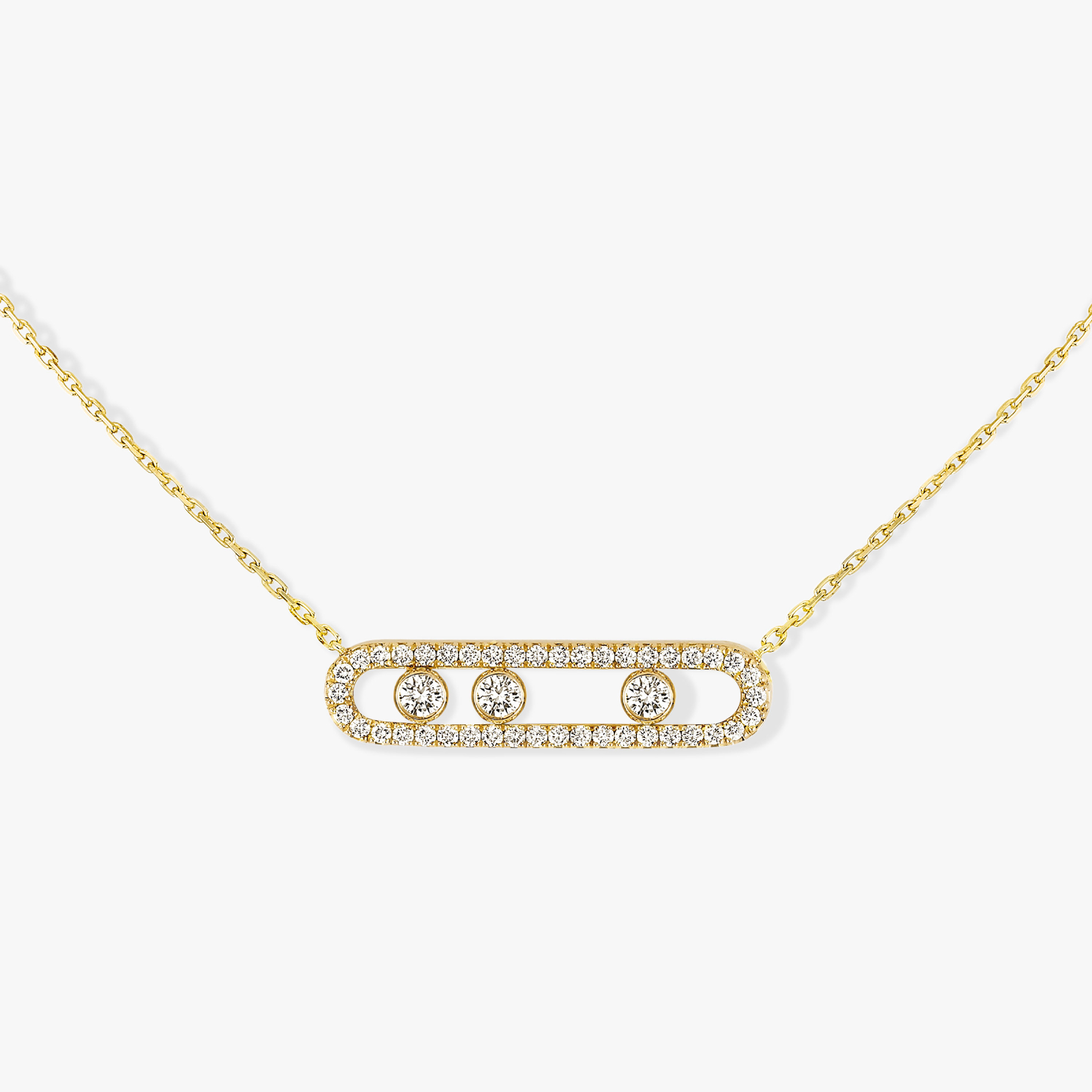 Messika 18kt Yellow Gold Large Move Pavé Diamond Necklace