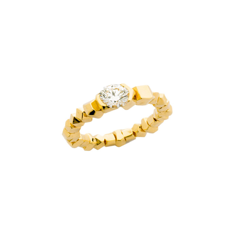 Peruffo 18kt Yellow Gold Rock Mixed Shaped Diamond Engagement Ring