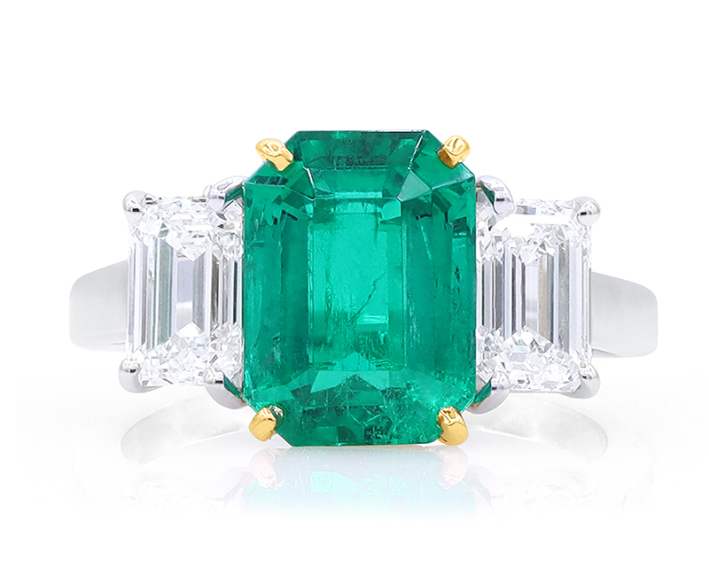 Oscar Heyman Pt/18kt Yellow Gold  Columbian Emerald Ring
