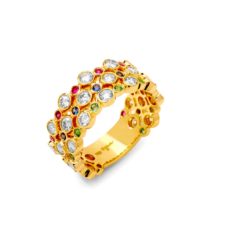 Syna 18kt Yellow Gold Mogul Multi Gemstone Band