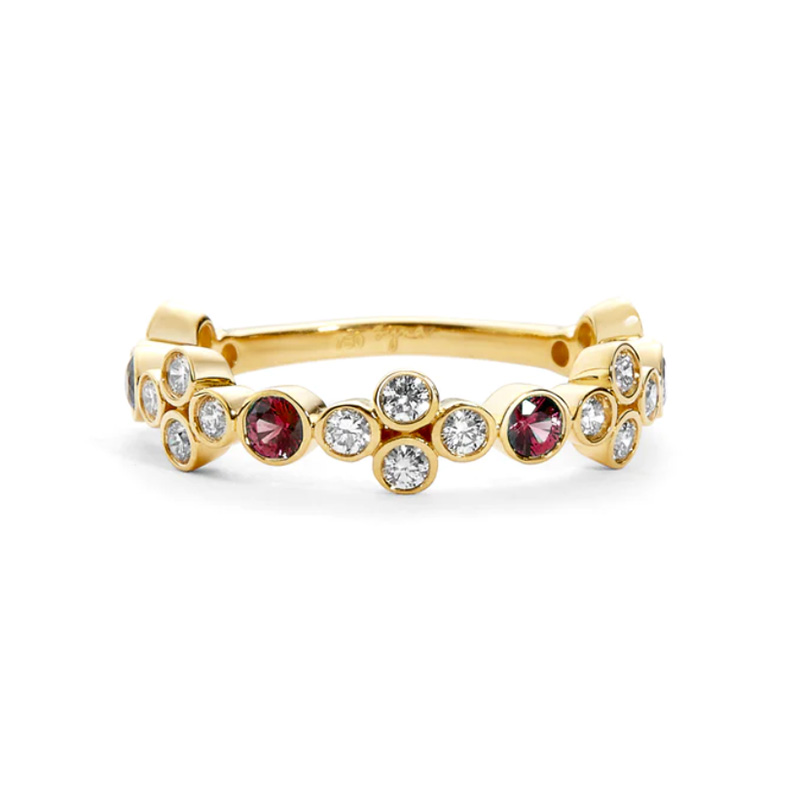 Syna 18kt Yellow Gold Mogul Diamond and Ruby Ring