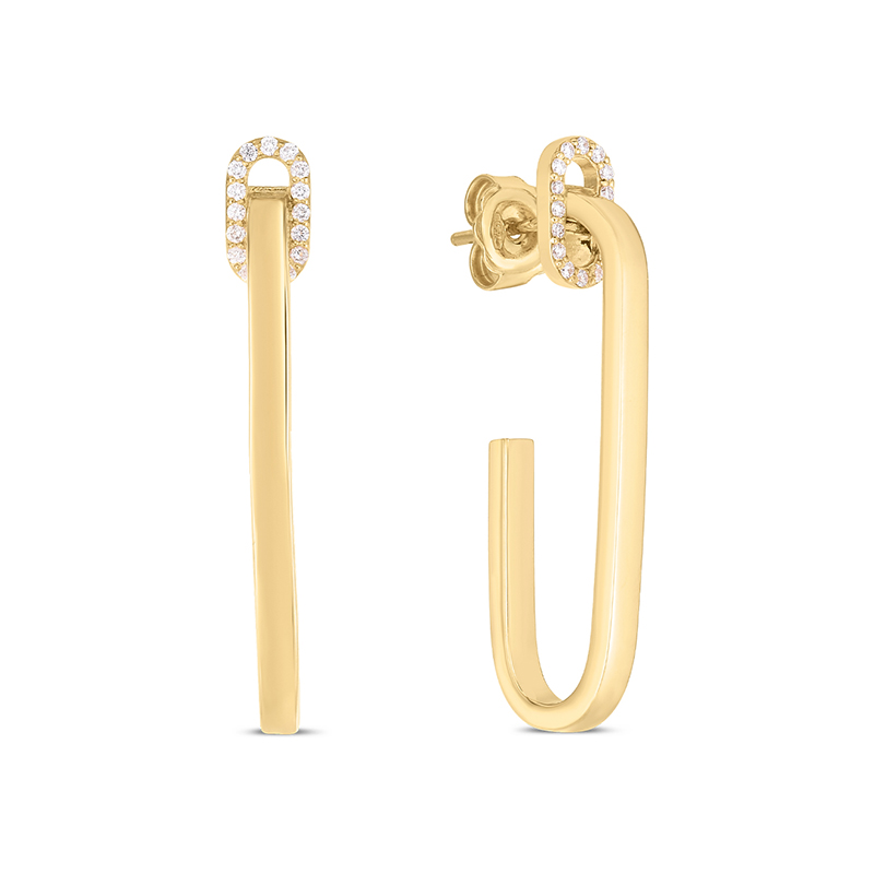 Roberto Coin 18kt Yellow Gold Navarra Single Drop Earrings