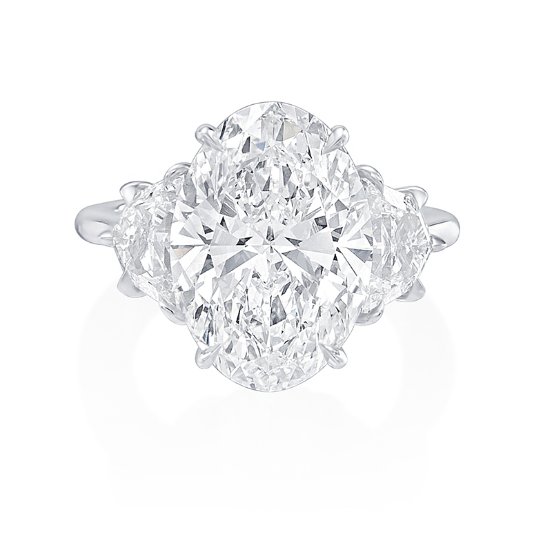 Korman Signature Platinum Oval Engagement Ring with Side Stones