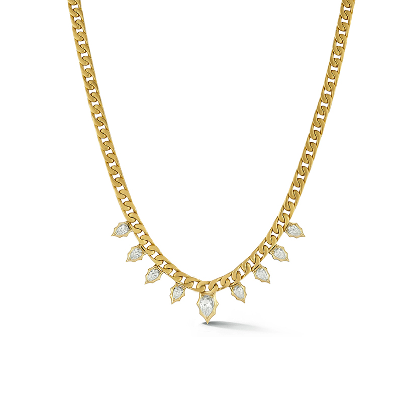 Jade Trau 18kt Yellow Gold Pear Diamond Necklace