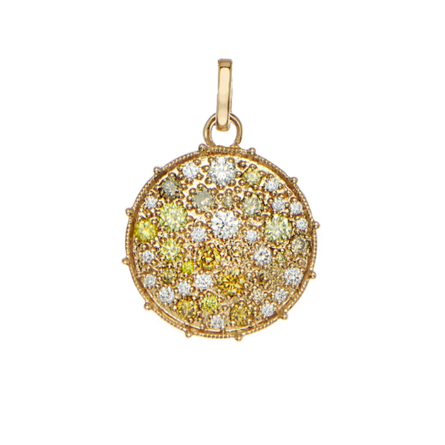 Sethi Couture 18kt Yellow Gold  Small Multi-color Diamond Disc Pendant