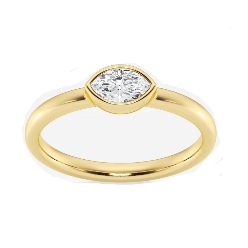 Korman Signature 18kt Yellow Gold Marquise Diamond East West Bezel Set Solitaire