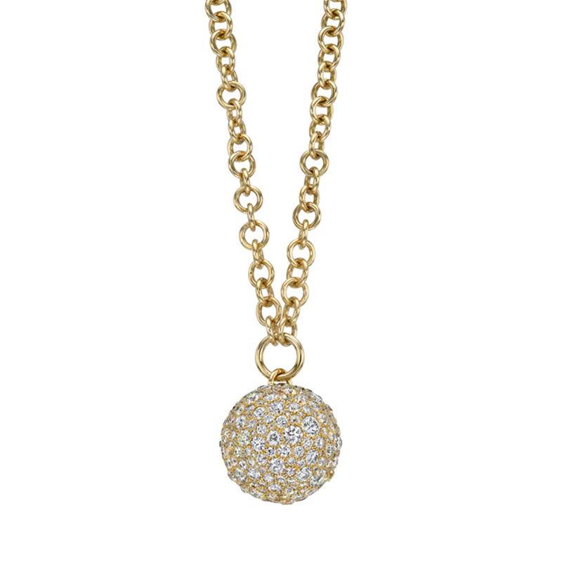 Single Stone 18kt Yellow Gold and Diamond Mini Calypso Club Pendant Necklace