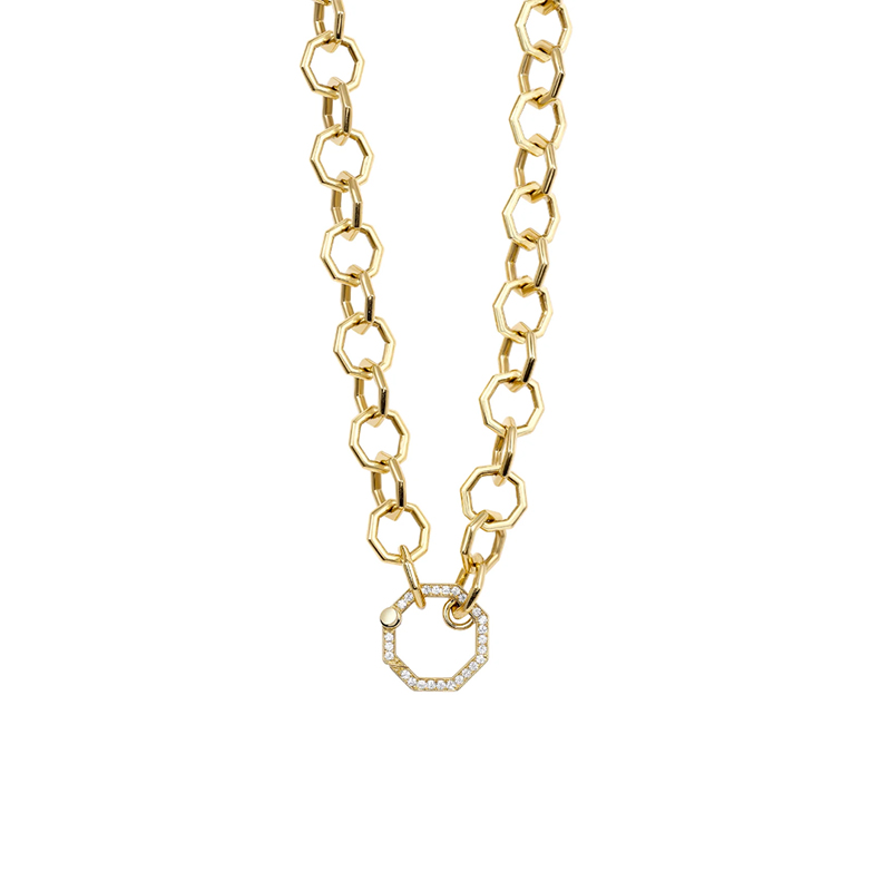 Single Stone 18kt Yellow Gold and Diamond Elena Necklace