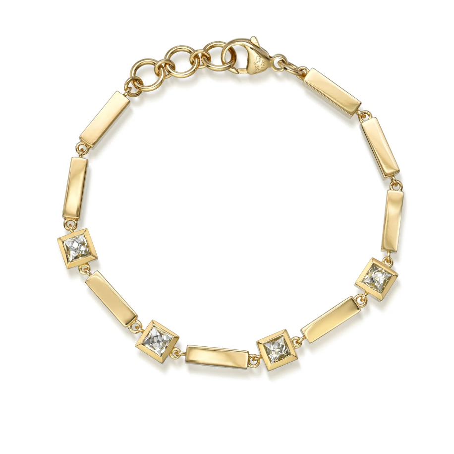 Single Stone 18kt Yellow Gold and French Cut Diamond Kiara Bracelet