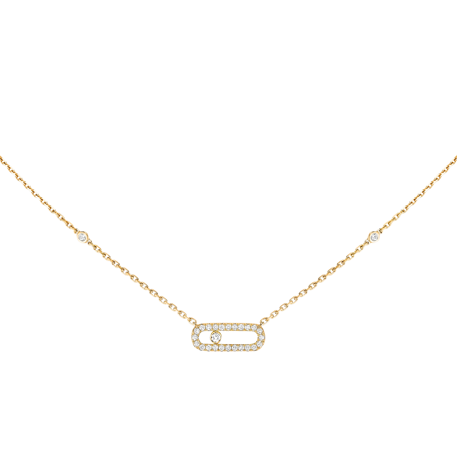 Messika 18kt Yellow Gold Move Uno Pave Necklace