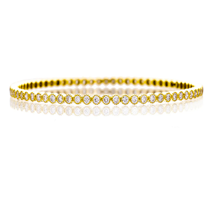Sethi Couture 18kt Yellow Gold and Diamond  Bezel Set Bangle