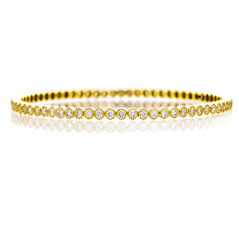 Seethi Couture 18kt Yellow Gold and Diamond  Bezel Set Bangle