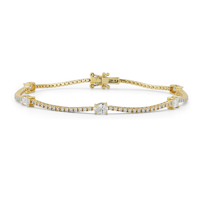 Korman Signature 14kt Yellow Gold Alternating Multi-shape Diamond Tennie Bracelet