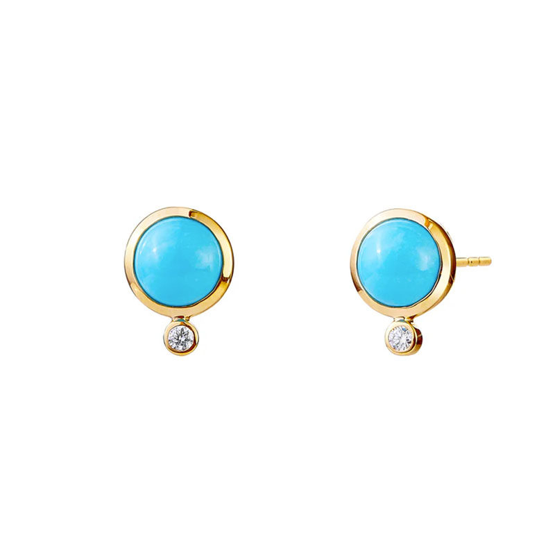 Syna 18kt Yellow Gold Turquoise and Diamond Small Candy Gem Studs