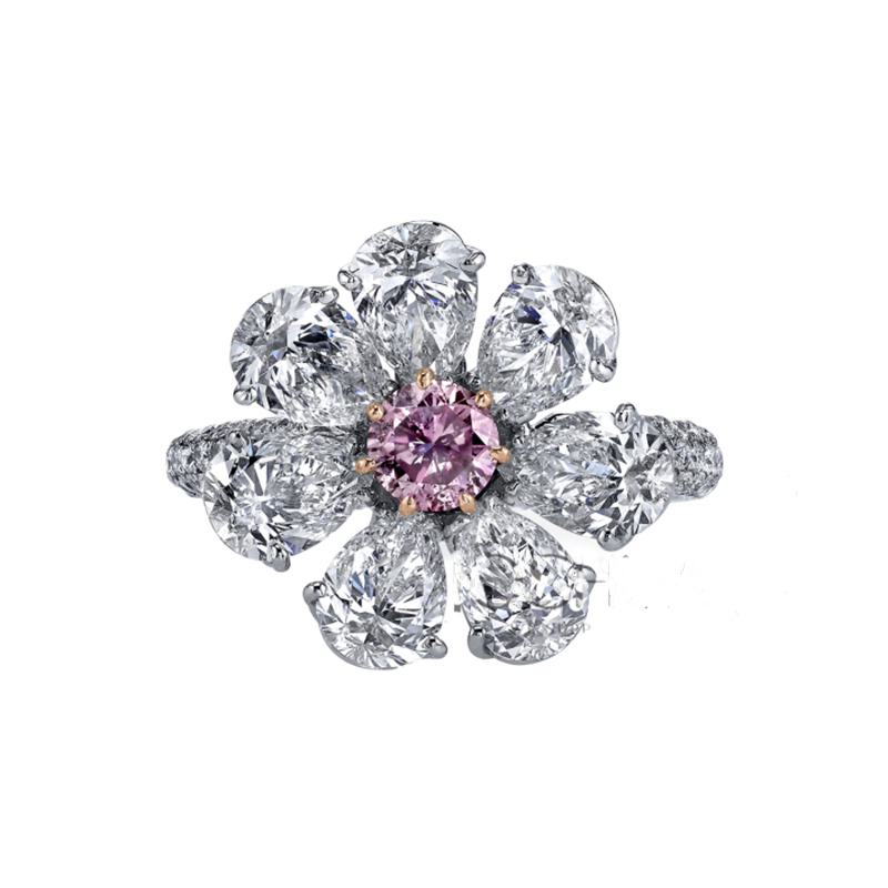 Korman Signature Platinum Pear Shaped Floral Ring