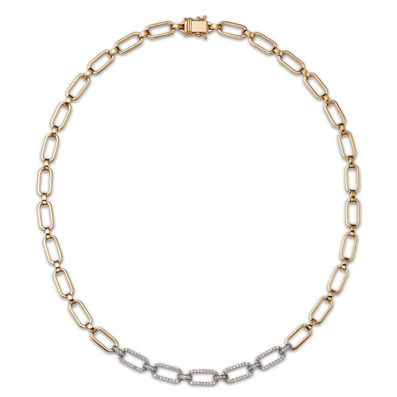 Korman Signature 14kt Yellow and White Gold Diamond Octagonal Link Necklace