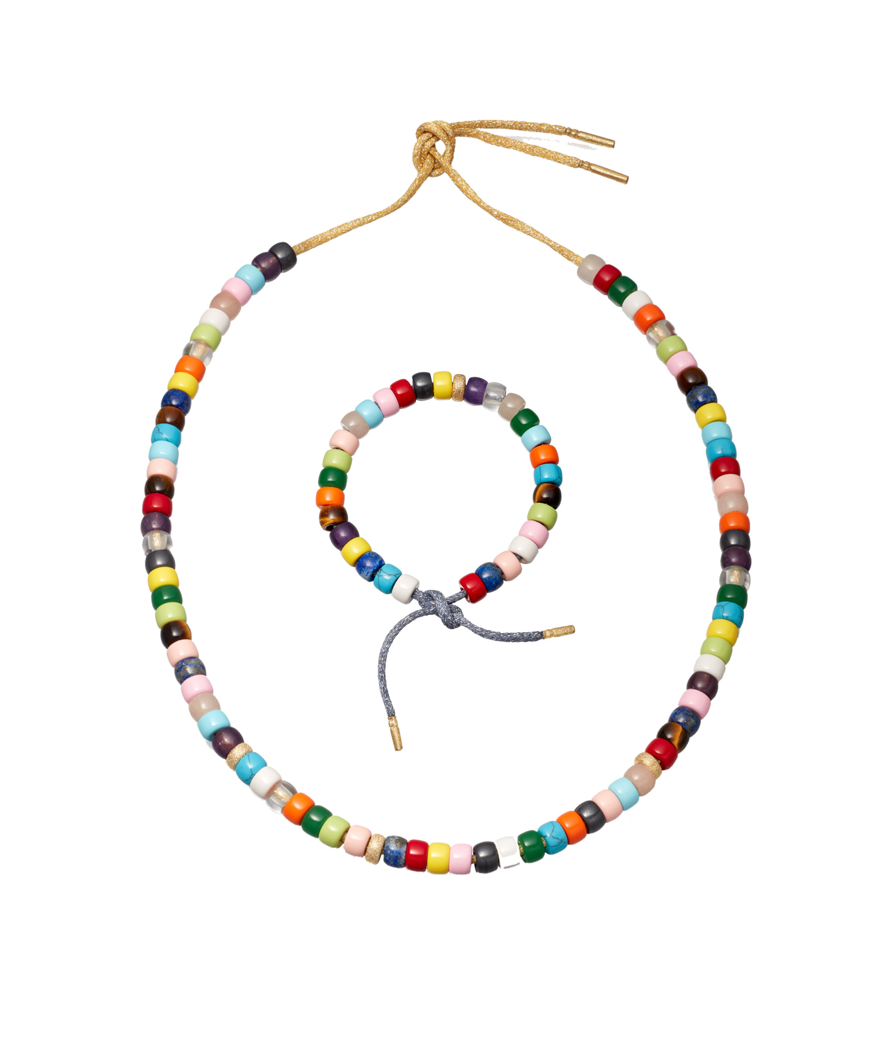 Carolina Bucci 18K Yellow Gold Multi Capsule Forte Bead Kit- Rainbow Sun Cords