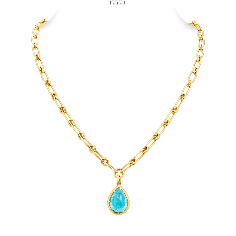 Korman Signature 18kt Yellow Gold and Brazilian Paraiba Tourmaline Necklace