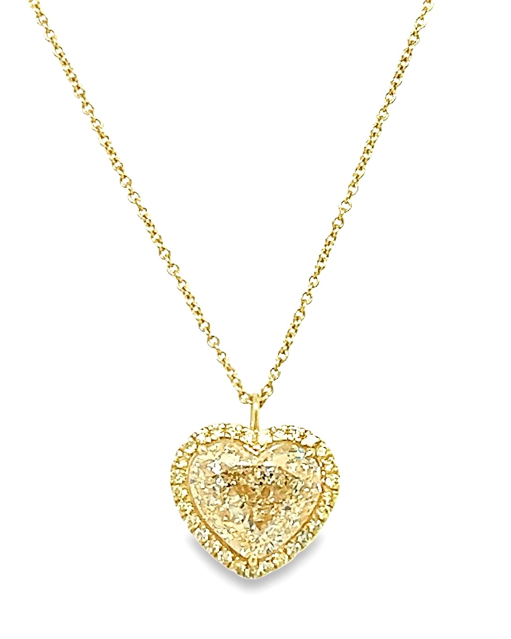 Korman Signature 18lt Yellow Gold and Yellow Diamond Heart Halo Pendant