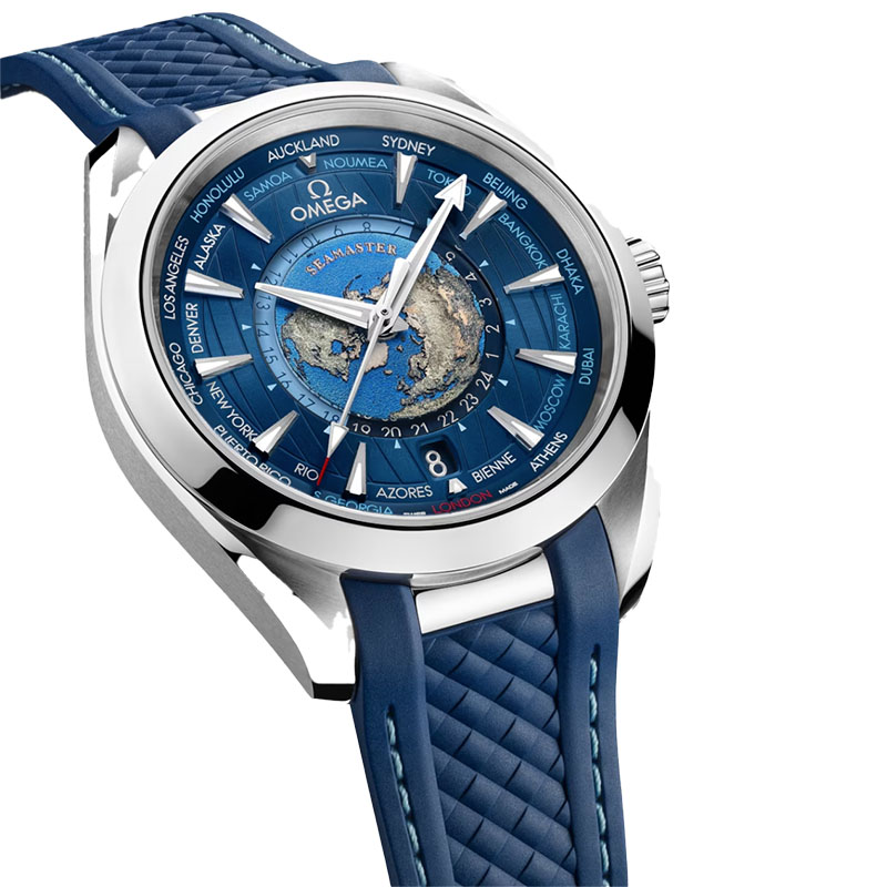 Seamaster Aqua Terra 150M Omega CoAxial Master Chronometer Gmt Worldtimer 43 mm Rubber Strap