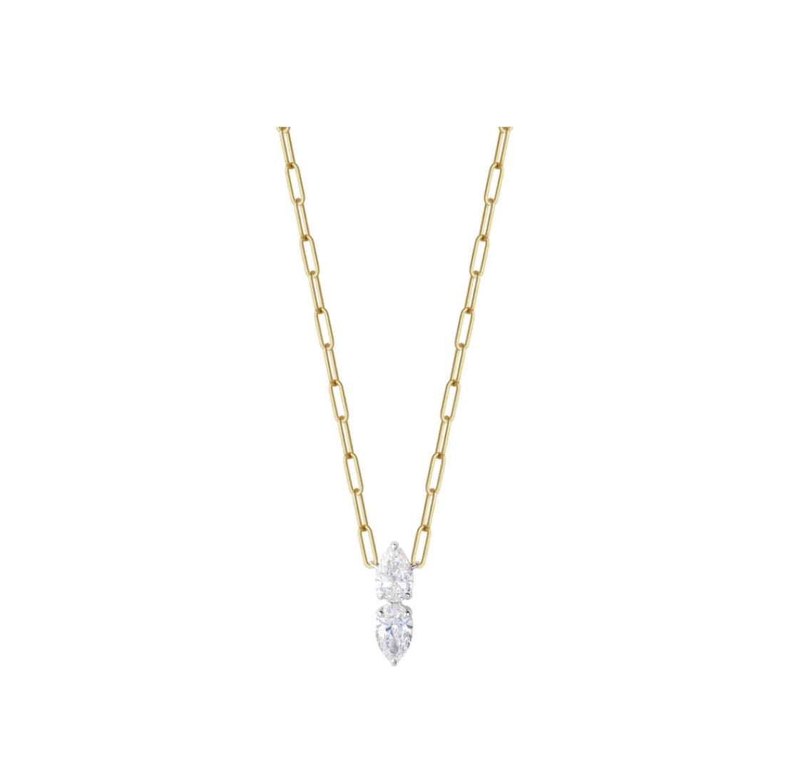 Two Pear Diamond Necklace